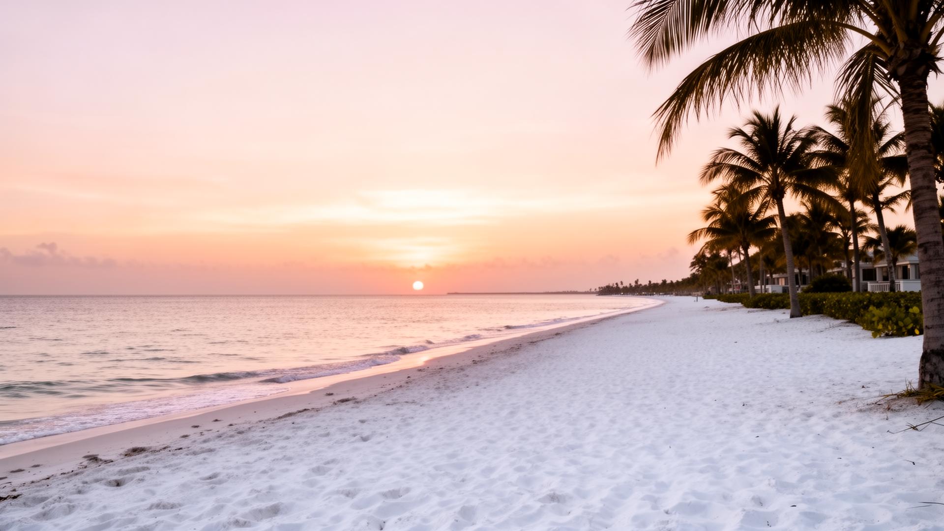 Naples beach at sunset